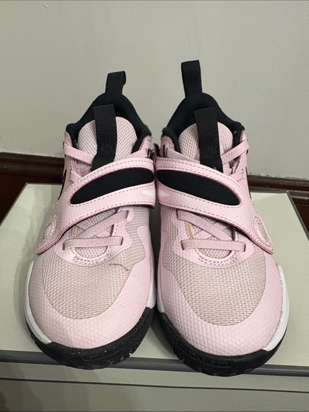 Kids Pink Nike Athletic Sneakers with Black Accents